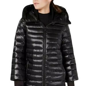 Women's Calvin Klein Black Puffer Jacket with hood Down Filling